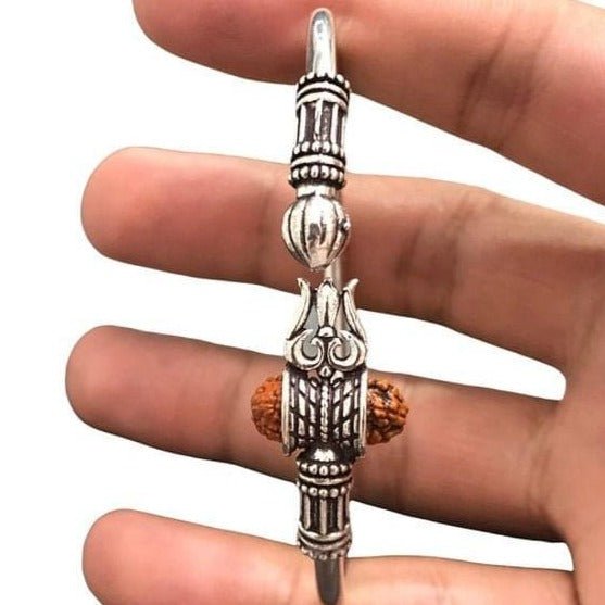 925 Sterling Silver Handmade Lord Shiva Trident Trishul Unisex Kada - Silverboxoriginal