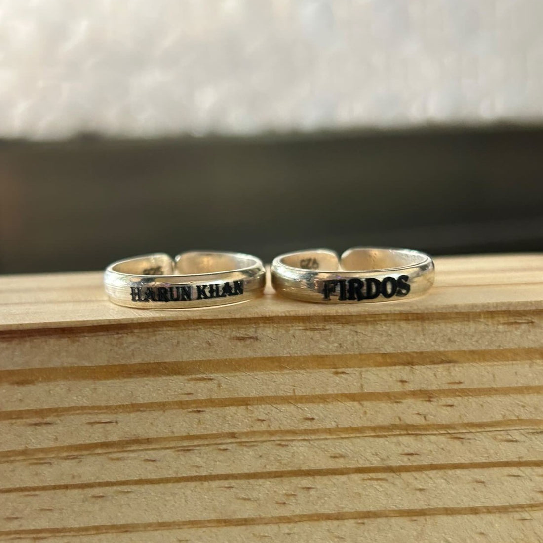 Engraved Couple Name Silver ring - Silverboxoriginal
