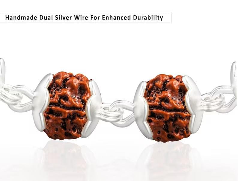 Five Mukhi Rudraksha Bracelet | 925 Silver - 6mm Handmade With Extension | Silver Box Original - Silverboxoriginal